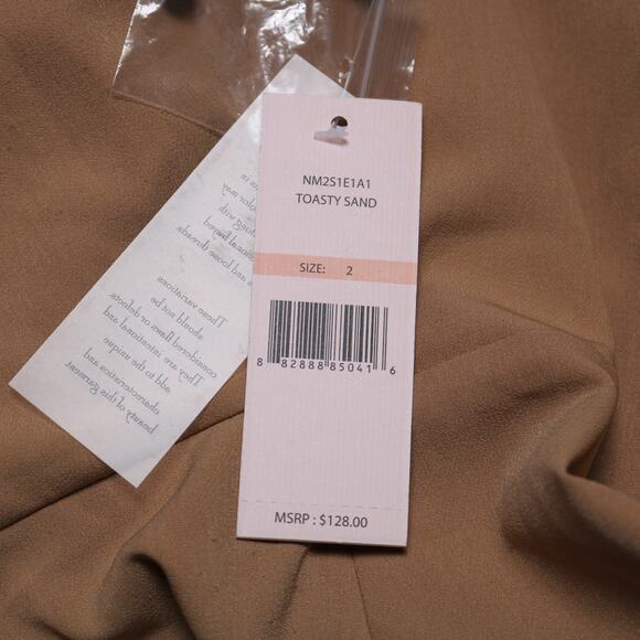 Nanette Lepore Puff Sleeve Fit & Flare Ruffle Hem Dress Beige Neutral Size 2 - Picture 9 of 12